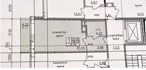 Студия Санкт-Петербург ул. Шкапина, 9-11 (29.0 м)