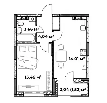 1-комнатная квартира: Ярославль, Суздальское шоссе, 35/3 (38.69 м)