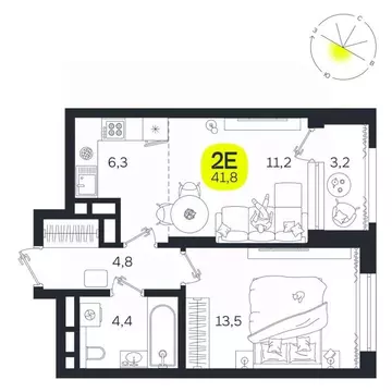 2-к кв. Свердловская область, Екатеринбург Южная Ботаника жилрайон, ...