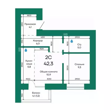 2-к кв. Алтайский край, Барнаул Просторная ул., 390к1 (42.3 м)