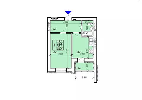1-к кв. Саратовская область, Энгельс Дом у озера жилой комплекс (36.4 ...