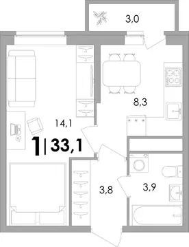 1-к кв. Тверская область, Калининский муниципальный округ, д. Батино ...