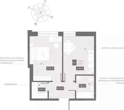 1-к кв. Санкт-Петербург ул. Матроса Железняка, 1А (36.4 м)