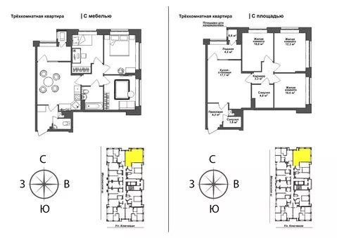 3-к кв. Тульская область, Тула пос. Горелки, Ключевая ул., 10 (65.4 м)