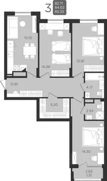 3-к кв. Калининградская область, Калининград ул. Старшины Дадаева, ...