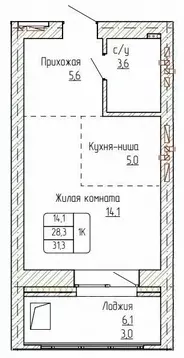 1-к кв. Алтайский край, Новоалтайск ул. Титова, 6 (31.3 м)