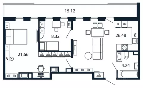 2-к кв. Санкт-Петербург аллея Арцеуловская, 7к1 (75.22 м)