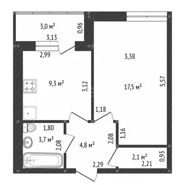 1-к кв. Башкортостан, Уфа ул. Менделеева, 145 (38.0 м)