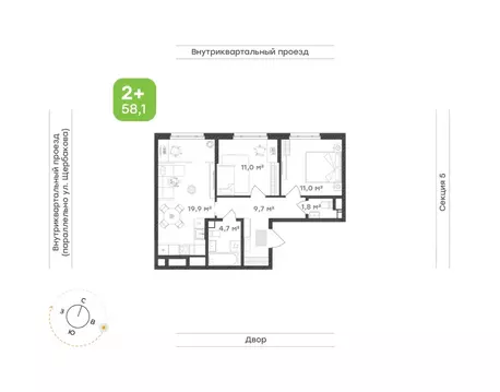 2-к кв. Свердловская область, Екатеринбург Уктус жилрайон, Cемейный ...