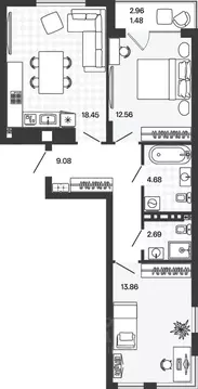 2-к кв. Калининградская область, Гурьевский муниципальный округ, пос. ...