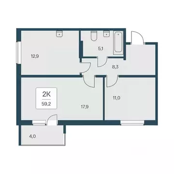 2-к кв. Новосибирская область, Новосибирск Кедровая ул., 80/3 (59.2 м)
