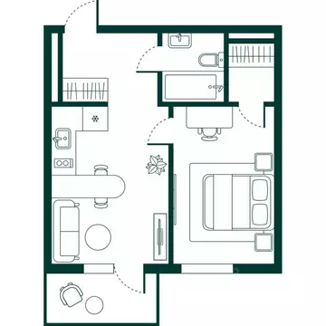 1-к кв. Дагестан, Дербент Новая История жилой комплекс (44.01 м)