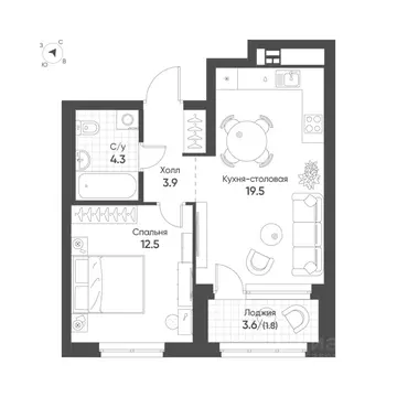 1-к кв. Свердловская область, Екатеринбург Солнечный жилрайон,  (42.0 ...