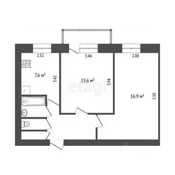 2-к кв. Челябинская область, Челябинск ул. Героев Танкограда, 59 (47.9 ...