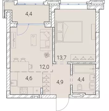 2-к кв. Новосибирская область, Новосибирск Овражная ул., 2А (44.0 м)