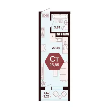 Квартира-студия: Ростовская область, Аксай (25.85 м)