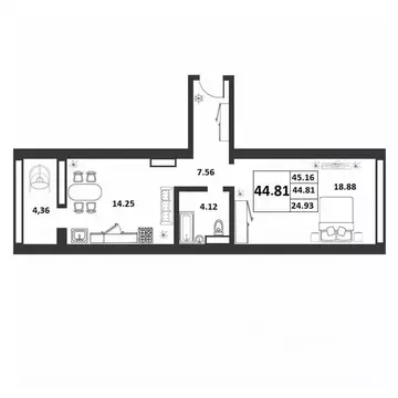 1-к кв. Новгородская область, Великий Новгород ул. Якова Павлова, 15 ...