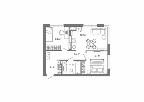 2-к кв. Астраханская область, Астрахань ул. Латышева (49.8 м)