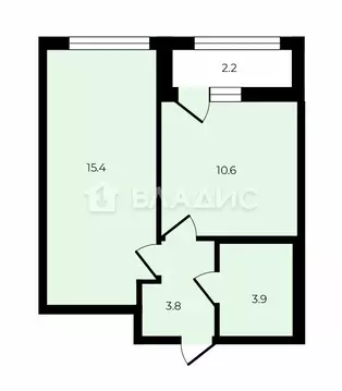 1-комнатная квартира: Санкт-Петербург, проспект Крузенштерна, 4 (33.7 ...