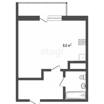 Студия Тюменская область, Тюмень ул. Раушана Абдуллина, 2 (29.0 м)