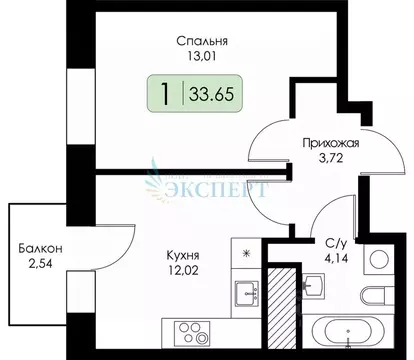 1-к кв. Нижегородская область, Нижний Новгород Фибролитовая ул. (33.65 ...