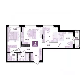 3-к кв. Свердловская область, Екатеринбург пер. Ударников, 33 (88.99 ...