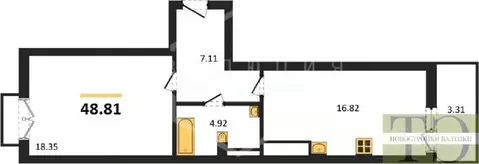 1-к кв. Калининградская область, Гурьевский муниципальный округ, пос. ...