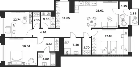 3-к кв. Тульская область, Тула ул. Болотникова, 4 (114.41 м)