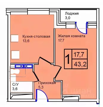 1-к кв. Москва, Москва, Троицк  (43.2 м)