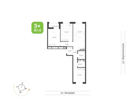 3-к кв. Хабаровский край, Хабаровск Воронежский Бульвар жилой комплекс ...
