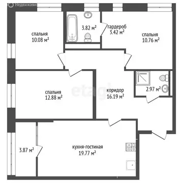 3-комнатная квартира: Стерлитамак, улица Машиностроителей, 77 (79.3 м)