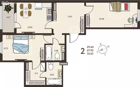 2-комнатная квартира: Курск, микрорайон Курского Завода Тракторных ...