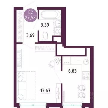 1-к кв. Тульская область, Тула ул. Купцов Гречихиных (27.58 м)