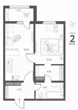 1-к кв. Липецкая область, Липецк ул. Перова, 1 (42.24 м)