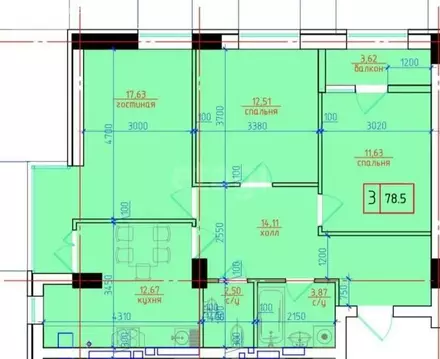 3-комнатная квартира: Владикавказ, улица Астана Кесаева, 44Вк4 (82 м)