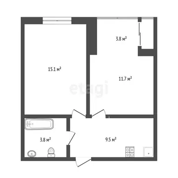 2-комнатная квартира: Тюмень, Широтная улица, 209к1 (40.1 м)
