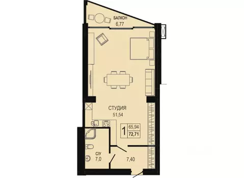 Свободной планировки кв. Севастополь просп. Античный, 12 (72.4 м)