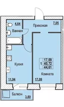 1-к кв. Ярославская область, Ярославль Шпальная ул., 30 (44.61 м)