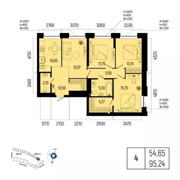 4-к кв. Башкортостан, Уфа Глумилино-1 мкр, Новатор жилой комплекс ...