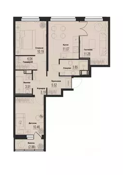 3-к кв. Ленинградская область, Мурино Всеволожский район,  (63.97 м)