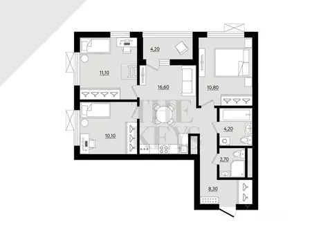 3-к кв. Ленинградская область, Всеволожск ул. Керченская, 1к1 (63.8 м)