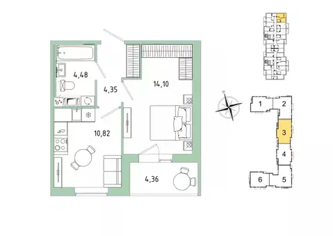 1-к кв. Ленинградская область, Гатчина Въезд мкр,  (35.93 м)