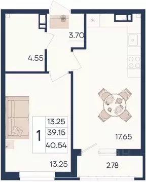 1-к кв. Краснодарский край, Краснодар  (40.54 м)