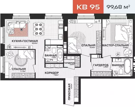 3-к кв. Самарская область, Самара Парковый пер. (99.68 м)