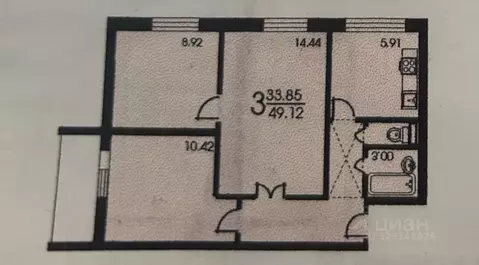 3-к кв. Москва Холмогорская ул., 8 (49.0 м)