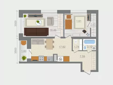 2-к кв. Ленинградская область, Ломоносовский район, Горбунковское ...