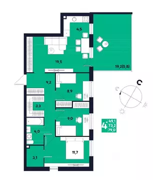 Студия Пермский край, д. Кондратово ул. Улановой, 6 (79.0 м)