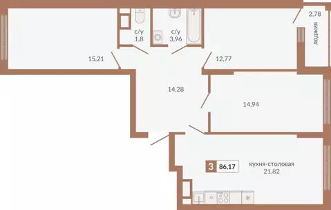 3-к кв. Свердловская область, Екатеринбург пер. Старателей (86.17 м)