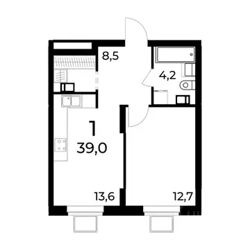 1-к кв. Нижегородская область, Нижний Новгород ул. Усиевича (39.0 м)