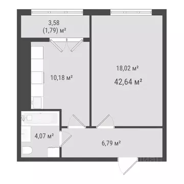 1-к кв. Сахалинская область, Южно-Сахалинск Хомутово п/р,  (40.85 м)